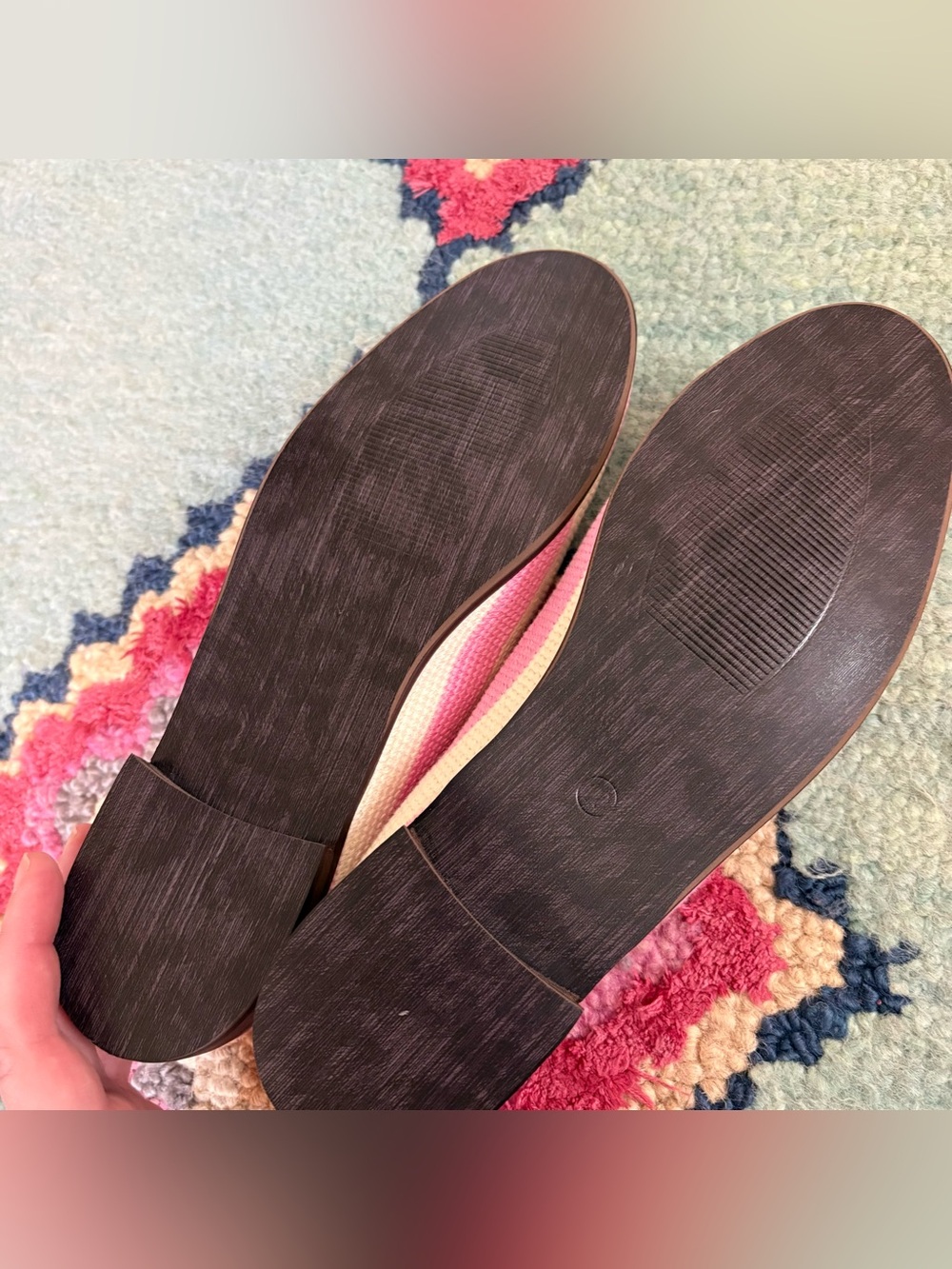 New By Paige needlepoint crab loafers in pink stripe - Picture 8 of 9